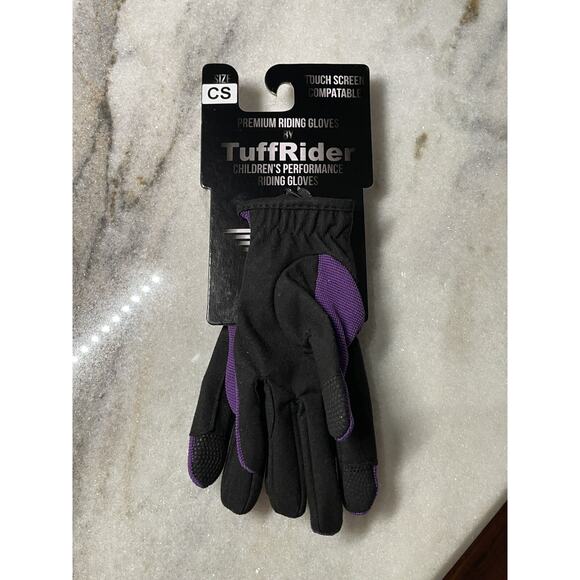 TUFFRIDER Children’s Performance Riding Gloves Purple Black Child Small New - Picture 1 of 6